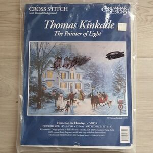Thomas Kinkade Home for the Holidays Cross Stitch Kit Candamar Designs 50835 NEW
